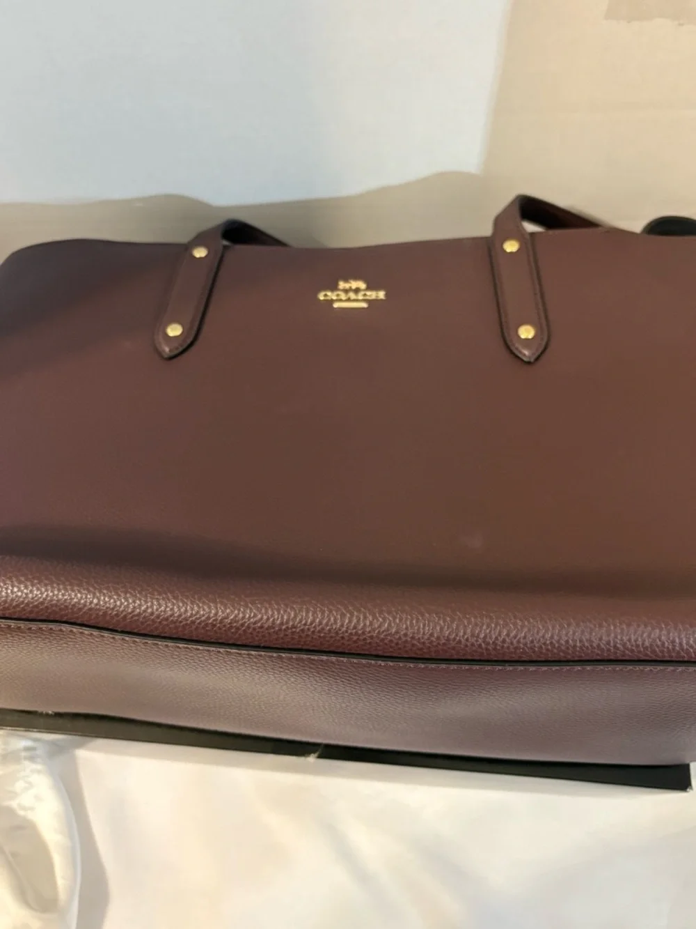 Coach Pebble Leather Tote Bag in Dark Brown women’s 11 X 14 - Picture 9 of 14